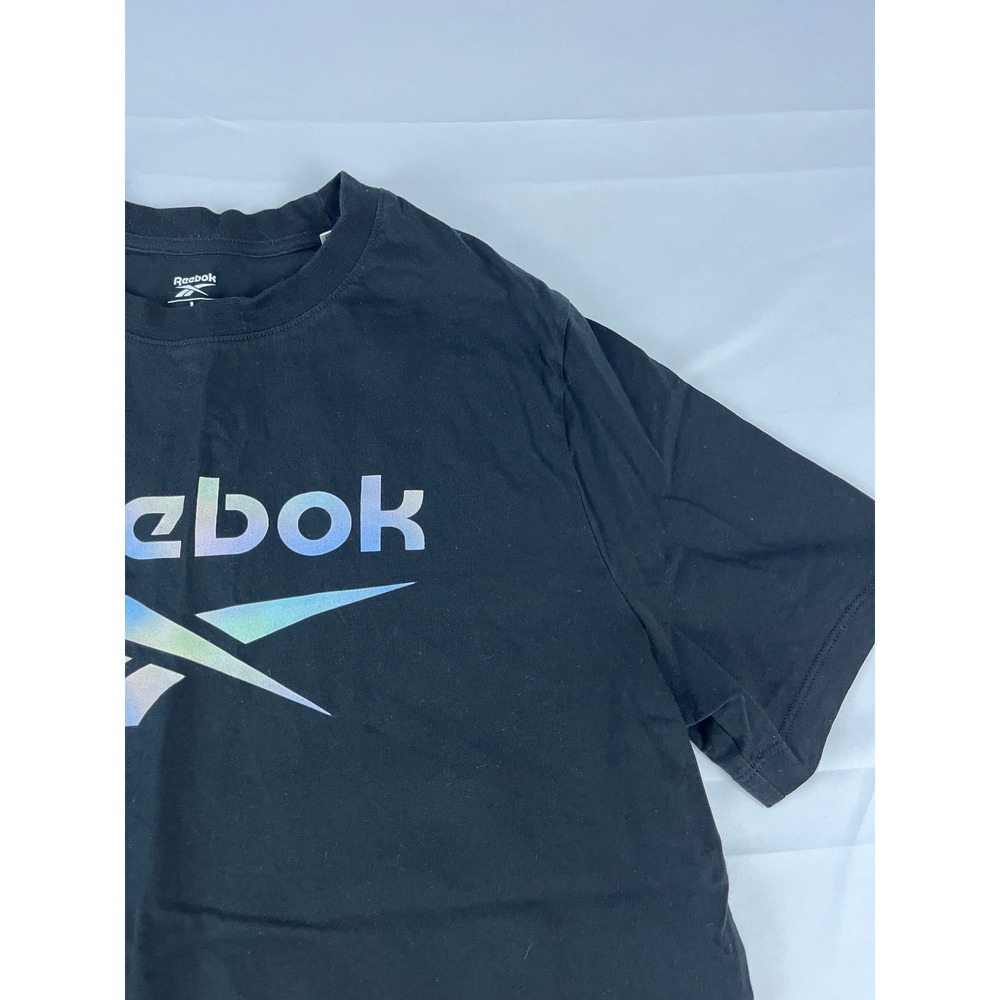 Reebok Black Graphic Logo T Shirt Women's Size L Short Sleeve Casual Sportswear‎